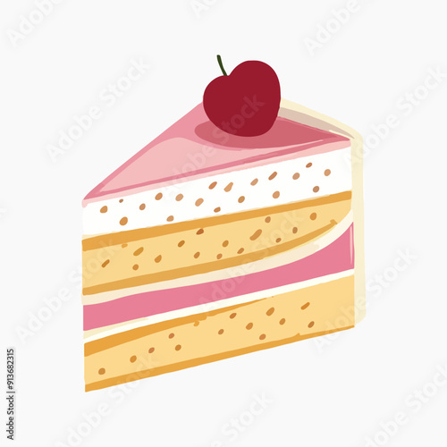 strawberry cake illustration vector