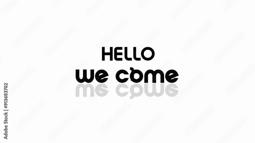 Bouncing Hello Welcome Text animation on white screen, 4K Footage video.