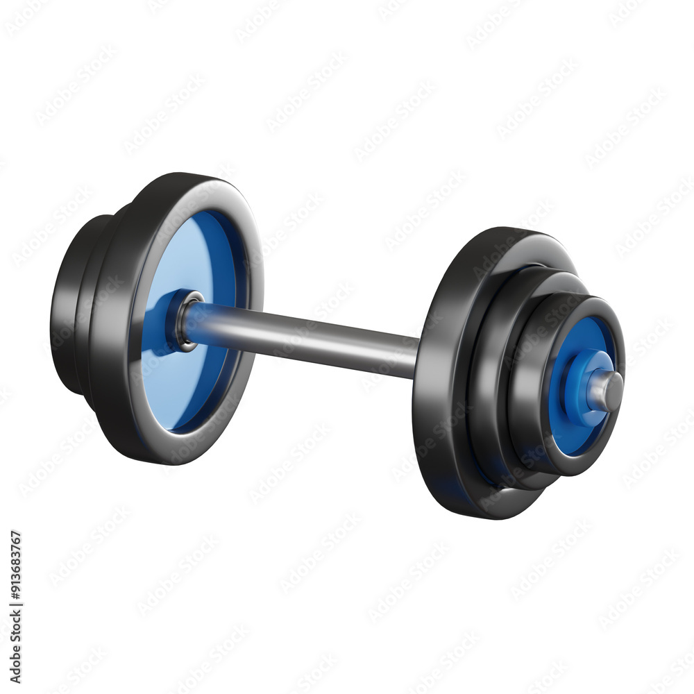 Strength Training Mini Barbell 3D Render, Gym Equipment Icon Strength Training Mini Barbell 3D Render, Gym Equipment Icon
