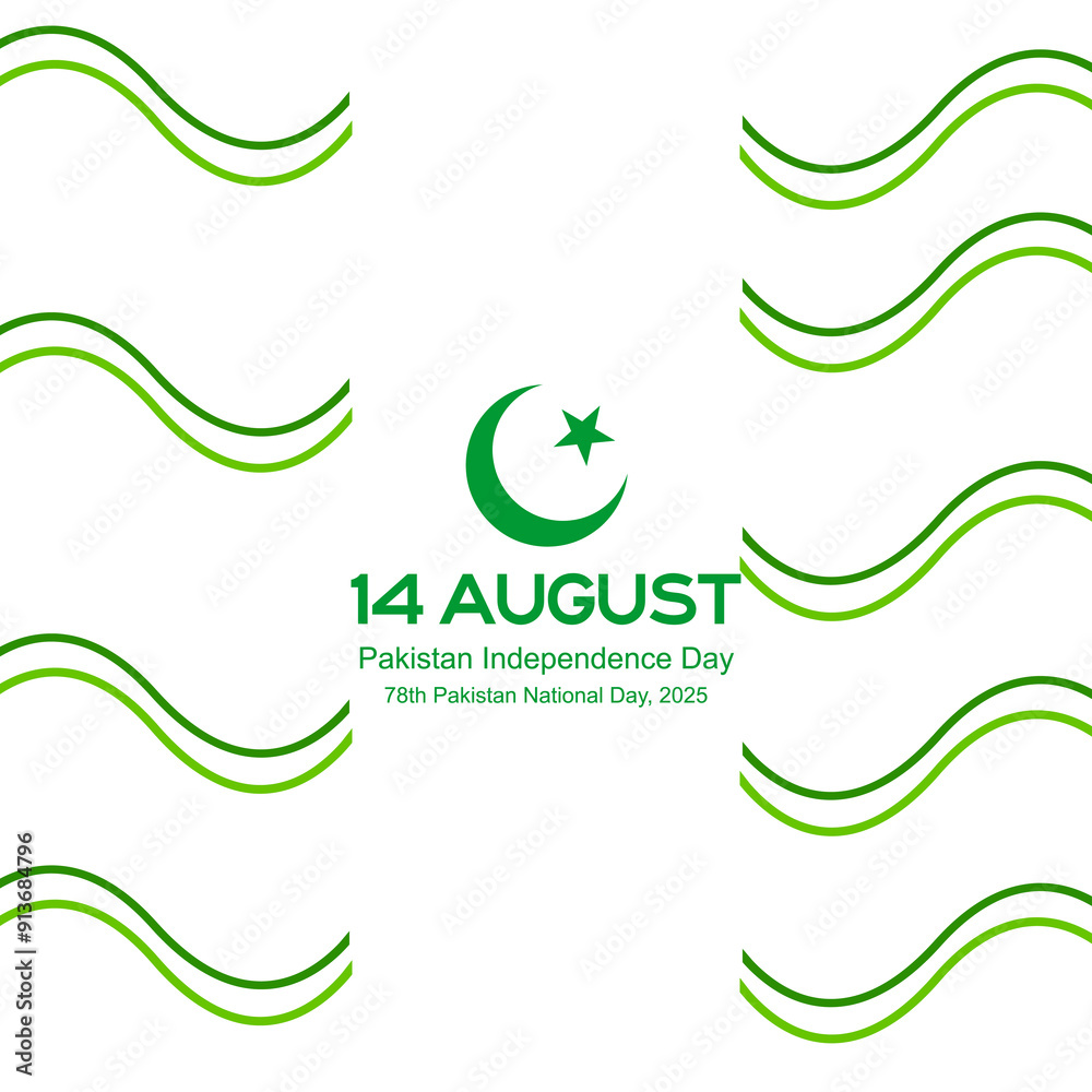 Fototapeta premium beautiful Flags stripes and Moon creative poster template. Vector 14 August. Pakistan Independence Day. Celebration Card. Illustration