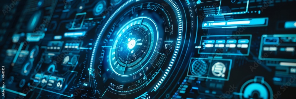 Abstract concept of futuristic technology, digital interface, data visualization, innovation, and artificial intelligence. Abstract concept of futuristic technology, digital interface, data visualization, innovation, and artificial intelligence.