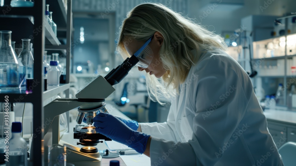 the scientist using microscope the scientist using microscope