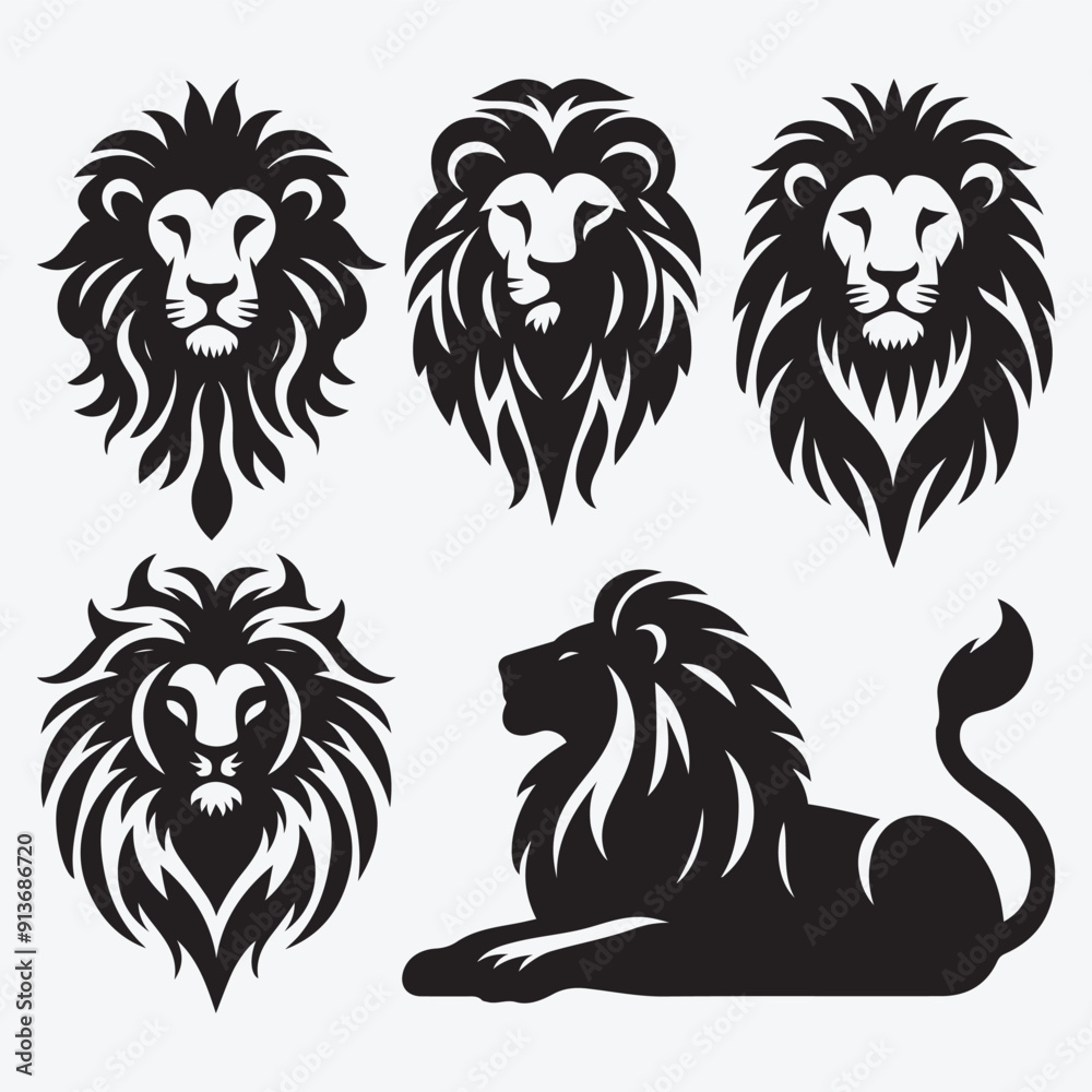 Lion Vector Illustration Silhouette Collection Lion Vector Illustration Silhouette Collection