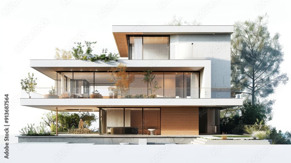 A detailed architectural layer of a house on solid white background, single object A detailed architectural layer of a house on solid white background, single object