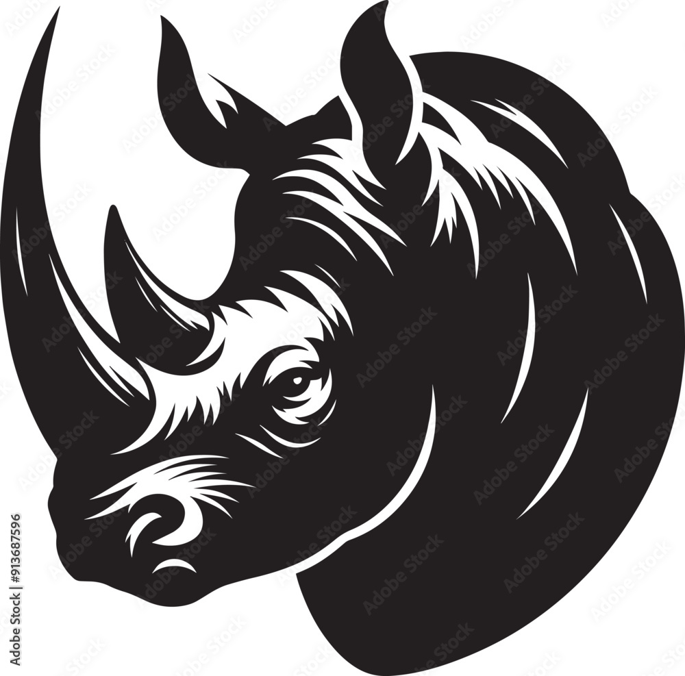 Rhino Head Silhouette isolated on white background Minimalist rhino vector shape Rhino Head Silhouette isolated on white background Minimalist rhino vector shape
