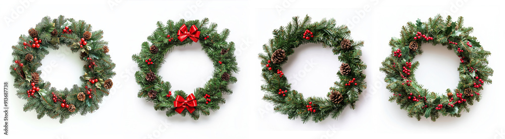 Bundle of Christmas Wreath isolated on a white background Bundle of Christmas Wreath isolated on a white background