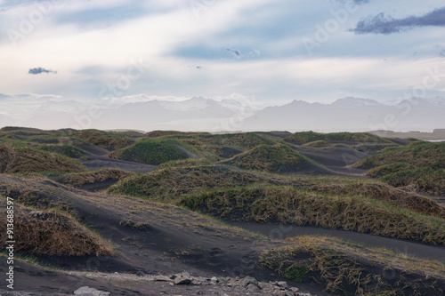 Landscape in Iceland with Mountains, sky and clouds