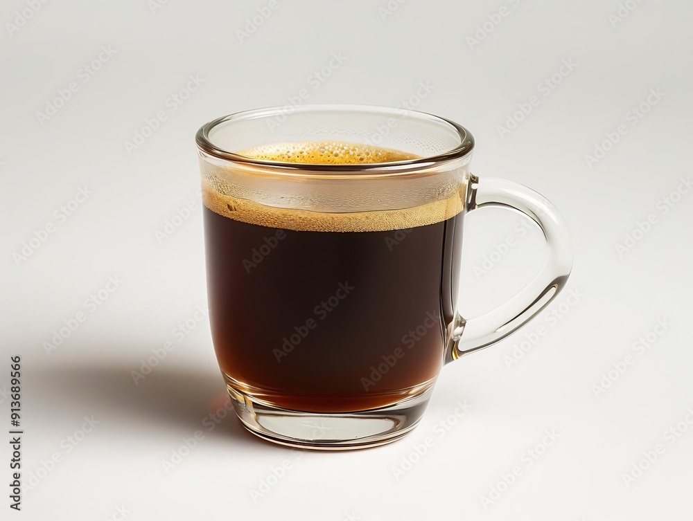 Americano made with singleorigin coffee in a glass mug, Caffeine, Simple and strong coffee Americano made with singleorigin coffee in a glass mug, Caffeine, Simple and strong coffee