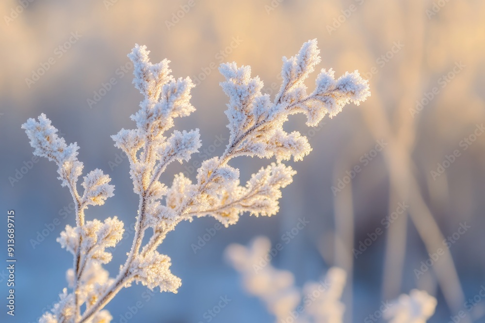 Frosty plant close-up Frosty plant close-up