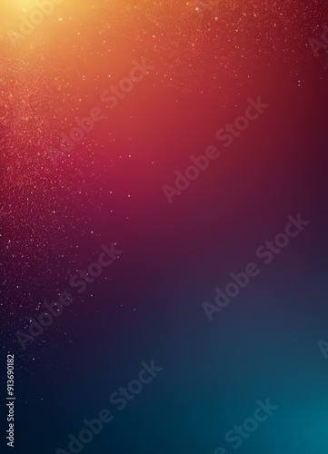 gradient background transitions from warm orange to deep blue, with scattered white specks adding sense