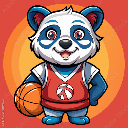 panda basketball cartoon maskot