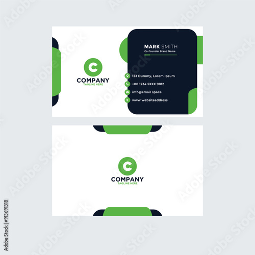 Green Business card design template, professional business card template, visiting card