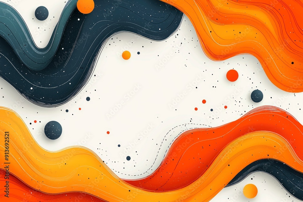 Abstract Orange and Blue Wavy Background with Dots Abstract Orange and Blue Wavy Background with Dots