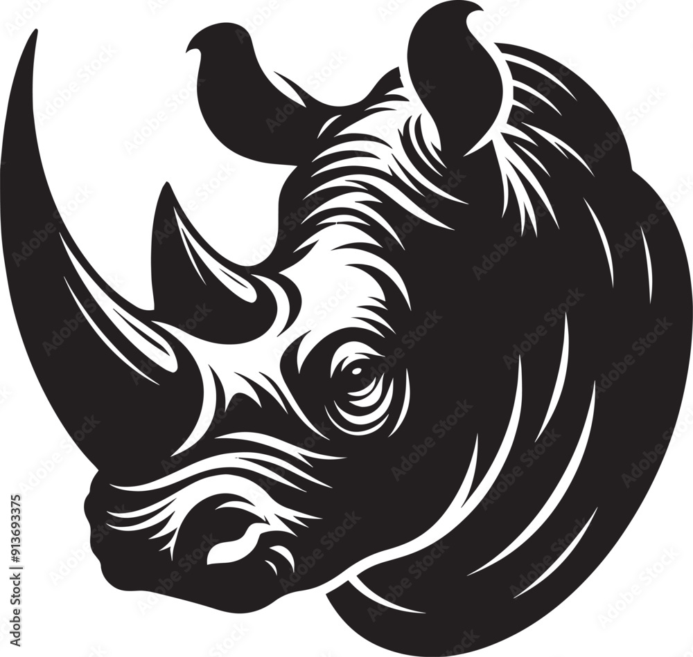 Rhino Head Silhouette isolated on white background Minimalist rhino vector shape Rhino Head Silhouette isolated on white background Minimalist rhino vector shape