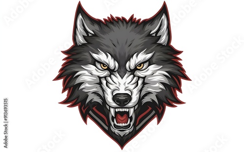 Wallpaper Mural Colorful Wolf Head Design with Yellow, Blue, and Red Background. Torontodigital.ca