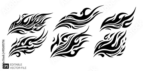 Tribal flame tattoo graphic design