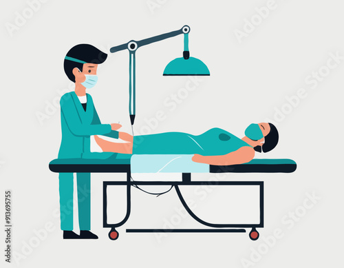 Surgical procedure semi flat RGB color vector illustratio
