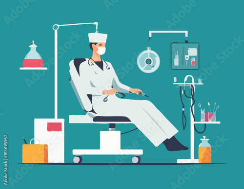 Surgical procedure semi flat RGB color vector illustratio
