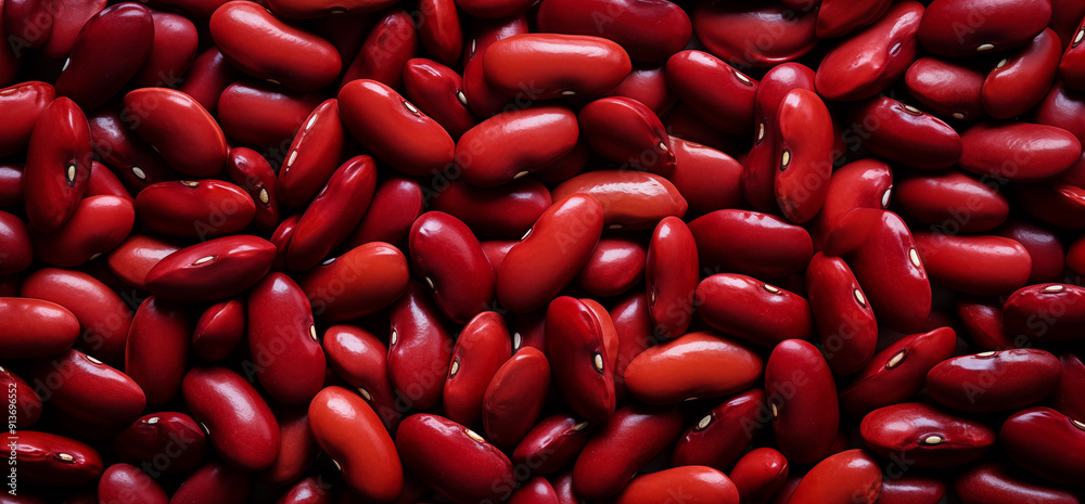 A pile of fresh red kidney beans form the background, shown from above A pile of fresh red kidney beans form the background, shown from above
