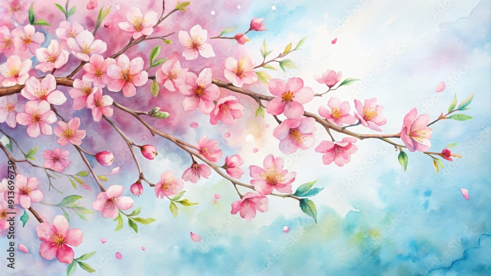 Soft watercolor of cherry blossoms in a gentle hand-drawn style, watercolor, cherry blossoms, sakura, pink, flowers, painting Soft watercolor of cherry blossoms in a gentle hand-drawn style, watercolor, cherry blossoms, sakura, pink, flowers, painting