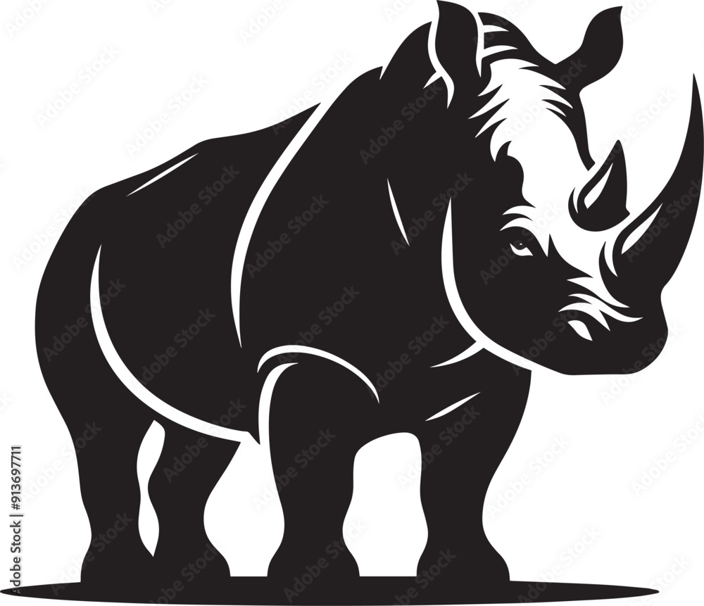 Rhino Silhouette isolated on white background Minimalist rhino vector shape Rhino Silhouette isolated on white background Minimalist rhino vector shape