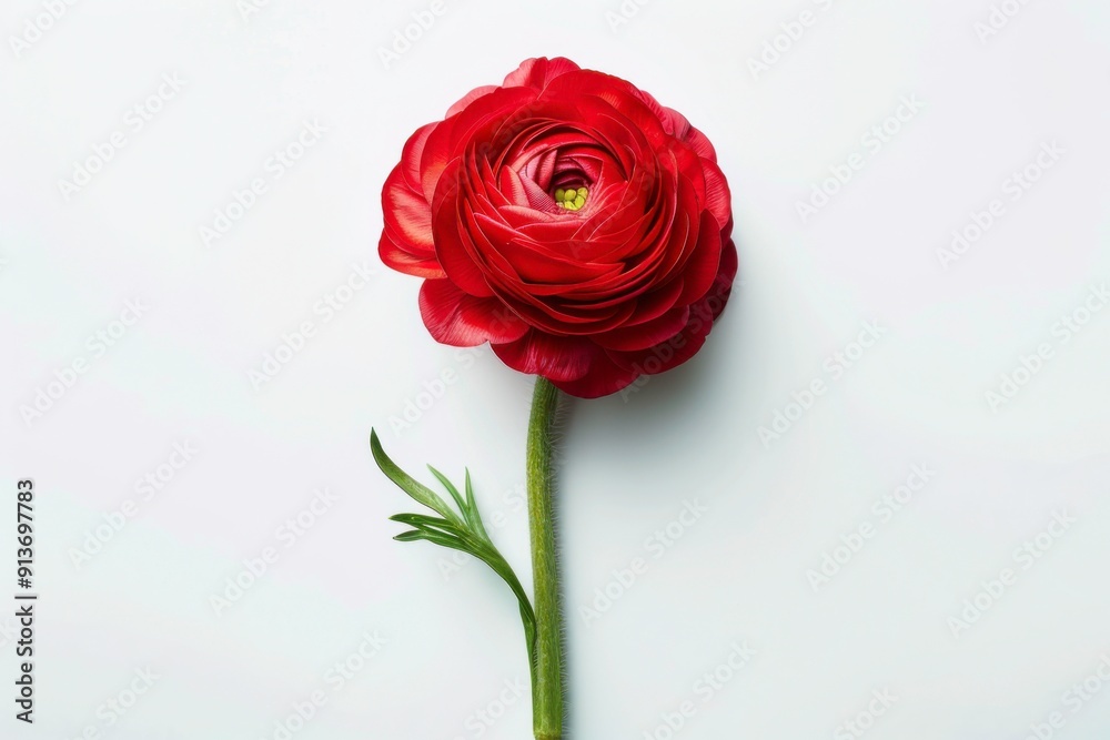 Delicate depiction of spring - ranunculus blooming in minimalist setting Delicate depiction of spring - ranunculus blooming in minimalist setting