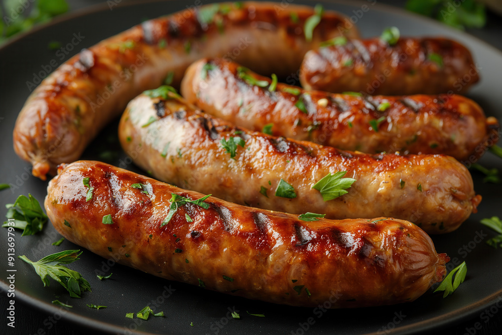 Andouillette - sausage made usually from pork intestines and stomach, often grilled or fried, french food, hi end kitchen Andouillette - sausage made usually from pork intestines and stomach, often grilled or fried, french food, hi end kitchen
