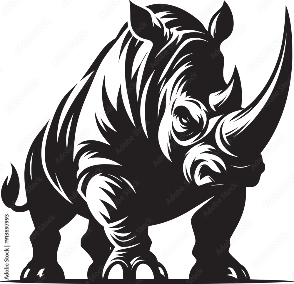 Rhino Silhouette isolated on white background Minimalist rhino vector shape Rhino Silhouette isolated on white background Minimalist rhino vector shape