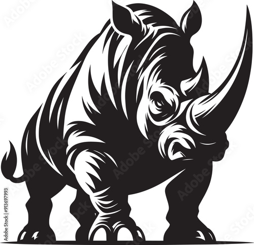 Rhino Silhouette isolated on white background Minimalist rhino vector shape 