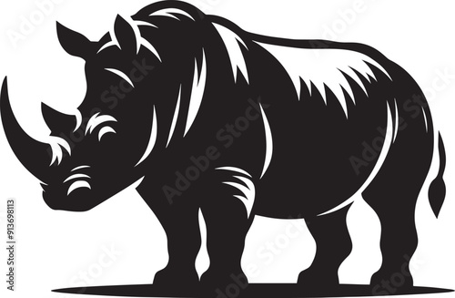 Rhino Silhouette isolated on white background Minimalist rhino vector shape  photo