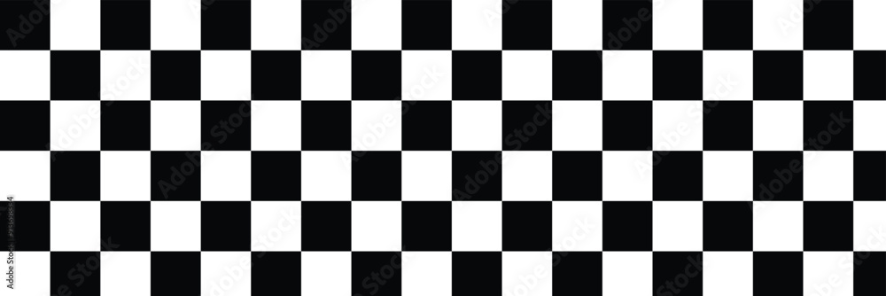 Black and white checker pattern vector illustration. Chess board. Abstract checkered checkerboard for game. Grid geometric square shape. Race flag. Retro mosaic checkerboard psychedelic pattern.