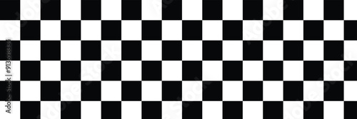 Black and white checker pattern vector illustration. Chess board. Abstract checkered checkerboard for game. Grid geometric square shape. Race flag. Retro mosaic checkerboard psychedelic pattern.