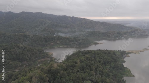 RAW FOOTAGE 4K VIDEO view of an artificial lake or dam