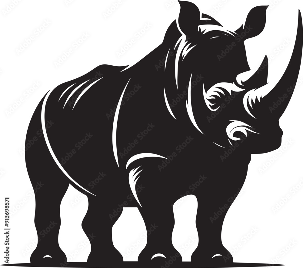Rhino Silhouette isolated on white background Minimalist rhino vector shape Rhino Silhouette isolated on white background Minimalist rhino vector shape