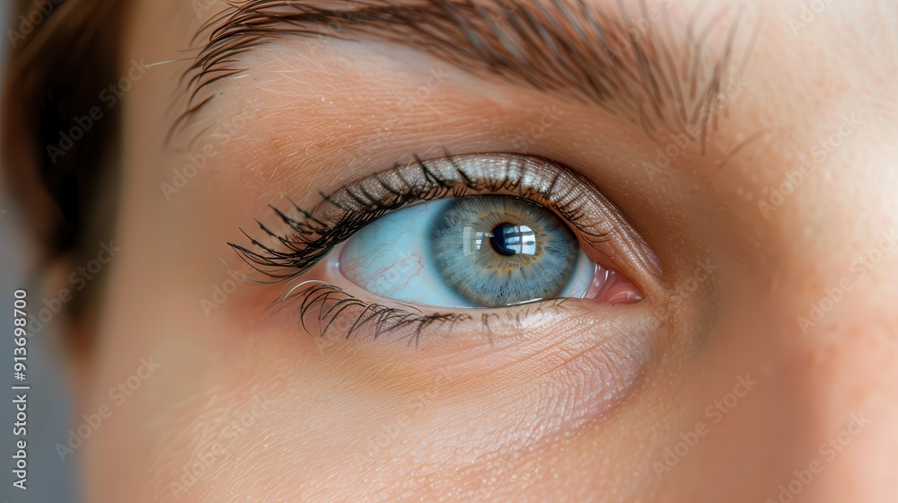 Blink. Close-Up Photo of Grey Woman's Eye Showing Blue Iris Blink. Close-Up Photo of Grey Woman's Eye Showing Blue Iris