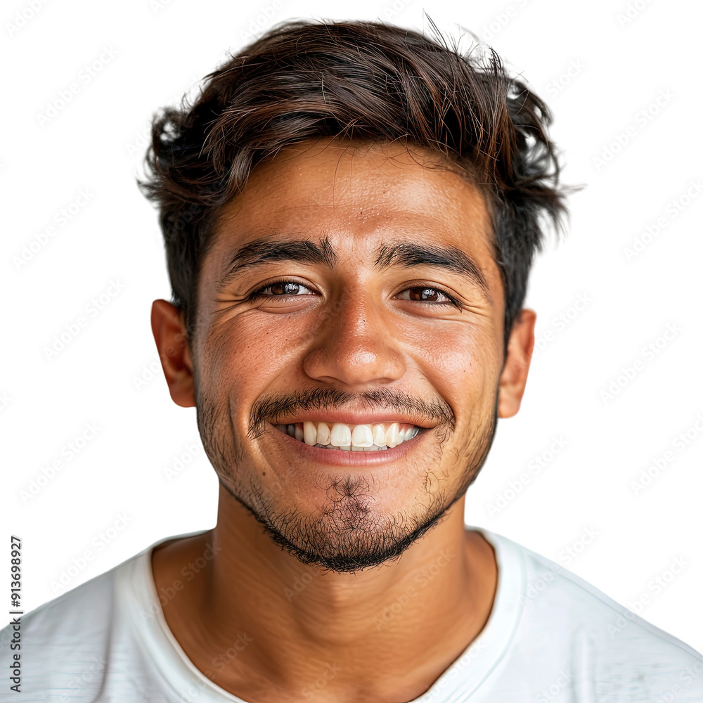 A man with a beard and a smile on his face. Concept of happiness and positivity