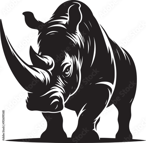 Rhino Silhouette isolated on white background Minimalist rhino vector shape 