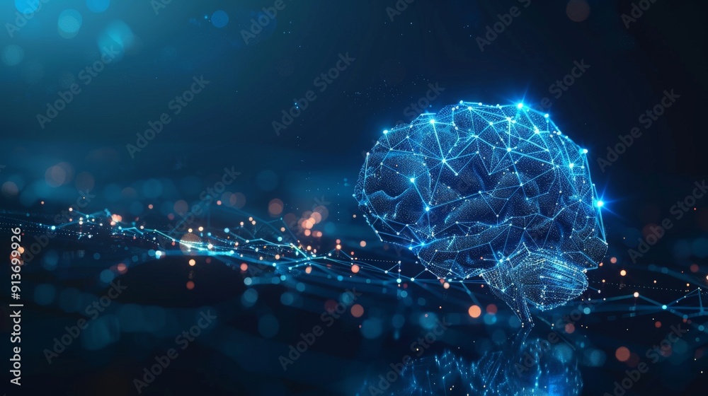 Fototapeta premium Abstract Brain with Network Connection for your background business, poster, wallpaper, banner, backdrop, greeting cards, and advertising for business entities or brands.