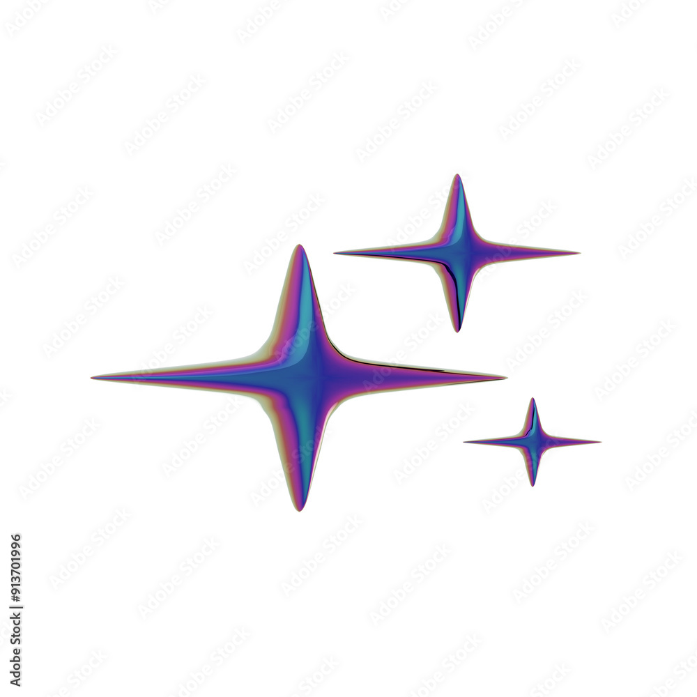 Obraz premium Abstract Star 3D Icon, Y2K 3D Icon