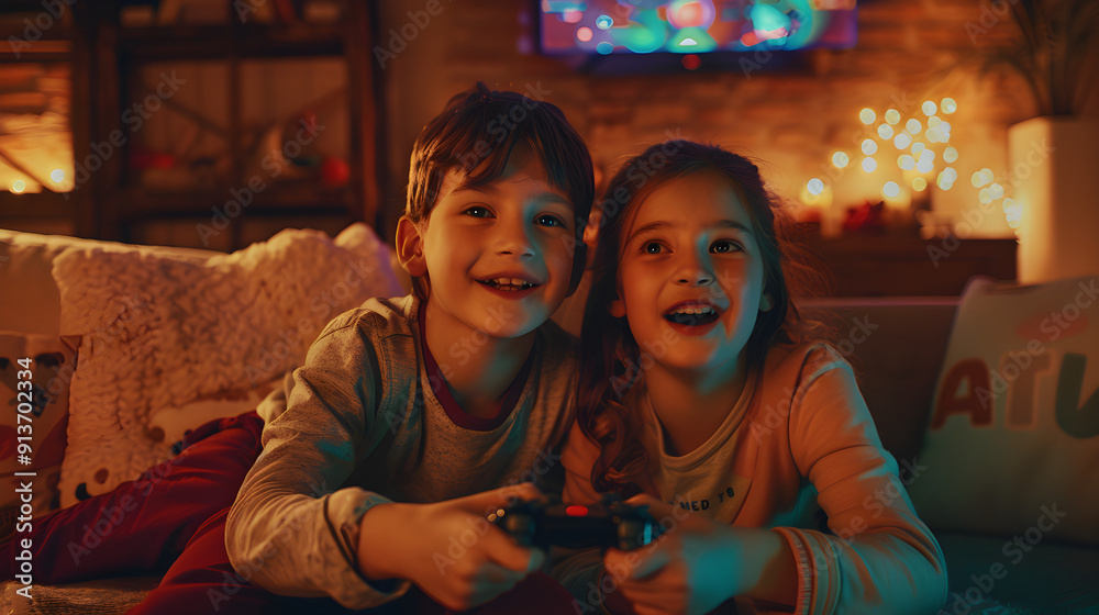a girl and a boy playing video games together a girl and a boy playing video games together