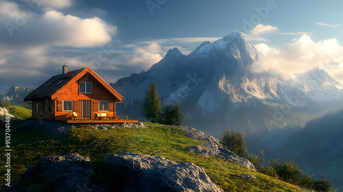 Mountain cabin with stunning view.