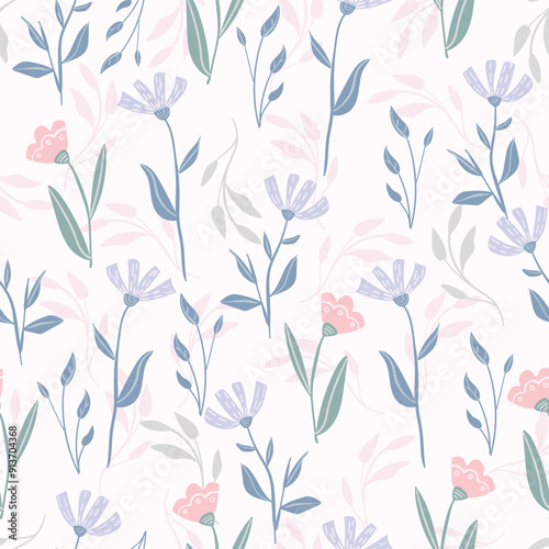 seamless floral pattern. Idea for fabric, tablecloth pattern, wrapping paper, gift paper. Print Ditsy. Motives are scattered randomly.flower pattern background. soft feminine pattern 