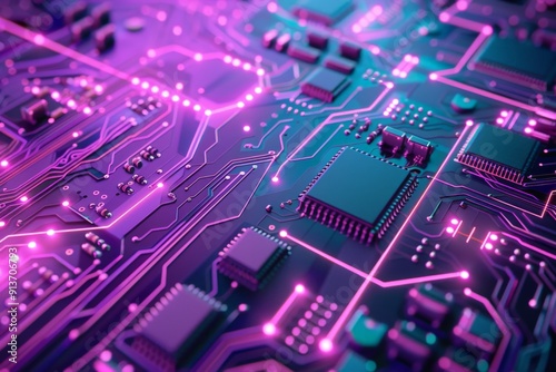 Circuit Board with Glowing Wires for your background business, poster, wallpaper, banner, backdrop, greeting cards, and advertising for business entities or brands.