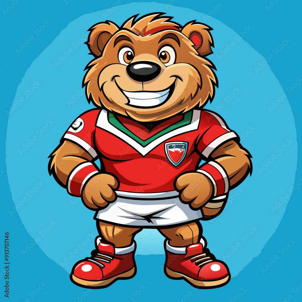bear animal rugby cartoon vector illustration maskot bear animal rugby cartoon vector illustration maskot
