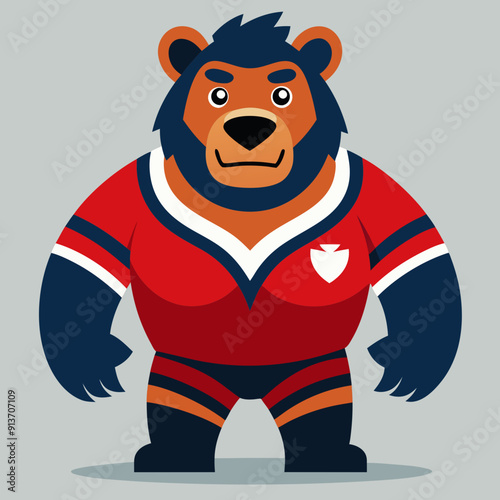 bear animal rugby cartoon vector illustration maskot