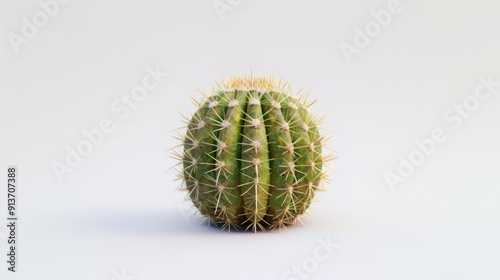 Green Cactus on White Background