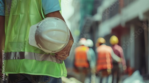 The construction worker with helmet photo