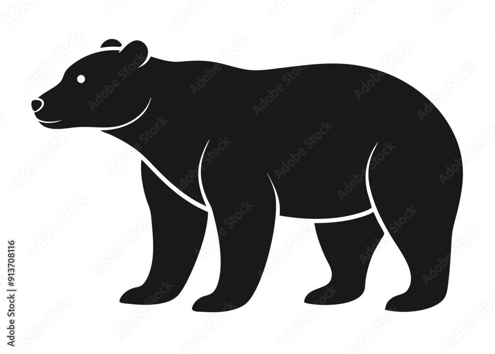Fototapeta premium bear Silhouette on White Background 