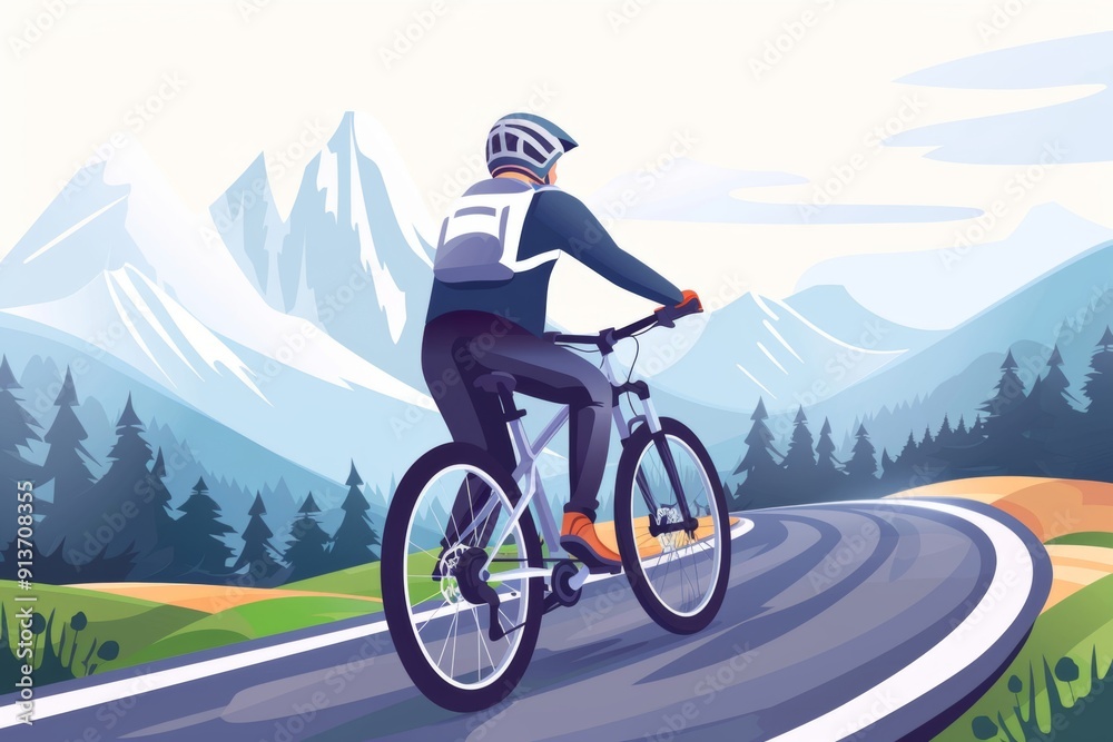 Fototapeta premium an exhilarating bike ride along a countryside road, capturing the thrill of cycling through a scenic and open rural landscape.