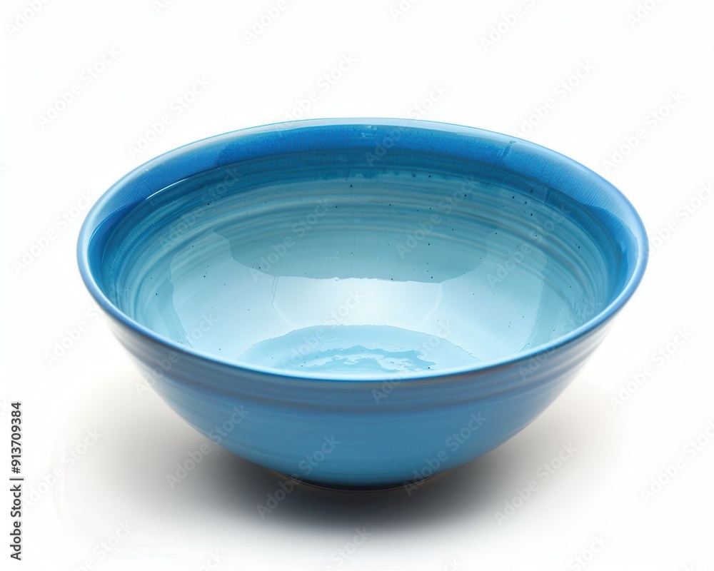 Blue Bowl. Empty Pottery Dish in Various Blue Shades on Isolated White Background Blue Bowl. Empty Pottery Dish in Various Blue Shades on Isolated White Background